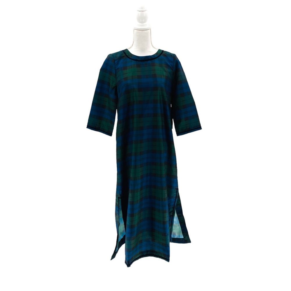 Tuckernuck | NEW Jamie Velvet Trimmed Plaid Blackwatch Midi Dress Size S - Picture 3 of 14